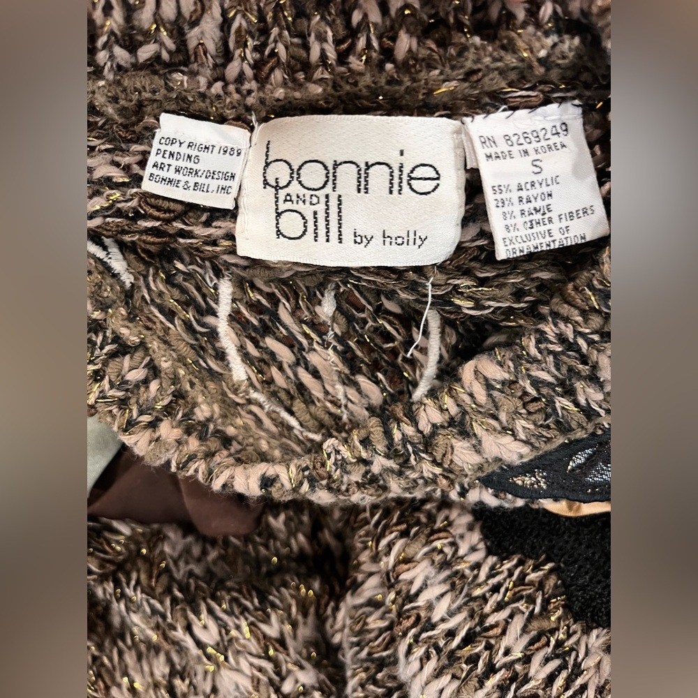 Bonnie & Bill by Holly Dolly Parton Vintage chunky sparkly vintage Sweater-S - Picture 8 of 11